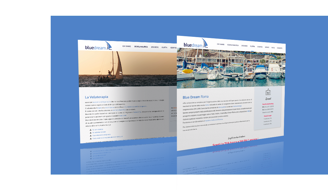 Website - Blue Dream Sito web Landing page responsive CMS web design UI UX SEO e-commerce, Blue Dream Roma, Bluedream website, Scuola nautica, patente nautica, sito web, website blue dream | PRINGO