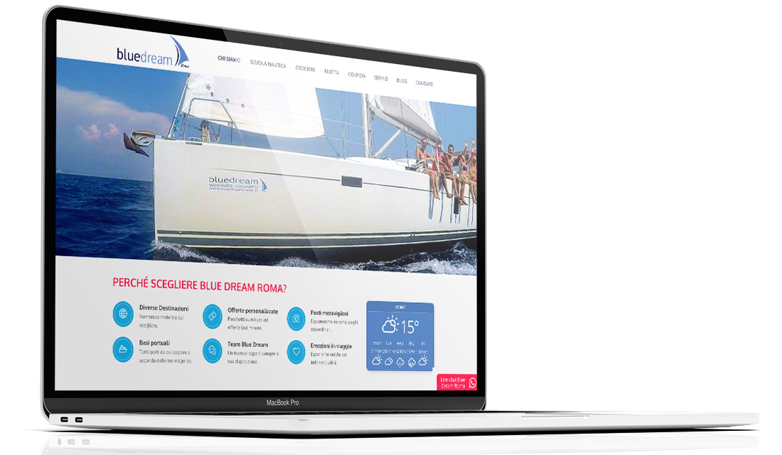 Website - Blue Dream Sito web Landing page responsive CMS web design UI UX SEO e-commerce, Blue Dream Roma, Bluedream website, Scuola nautica, patente nautica, sito web, website blue dream | PRINGO