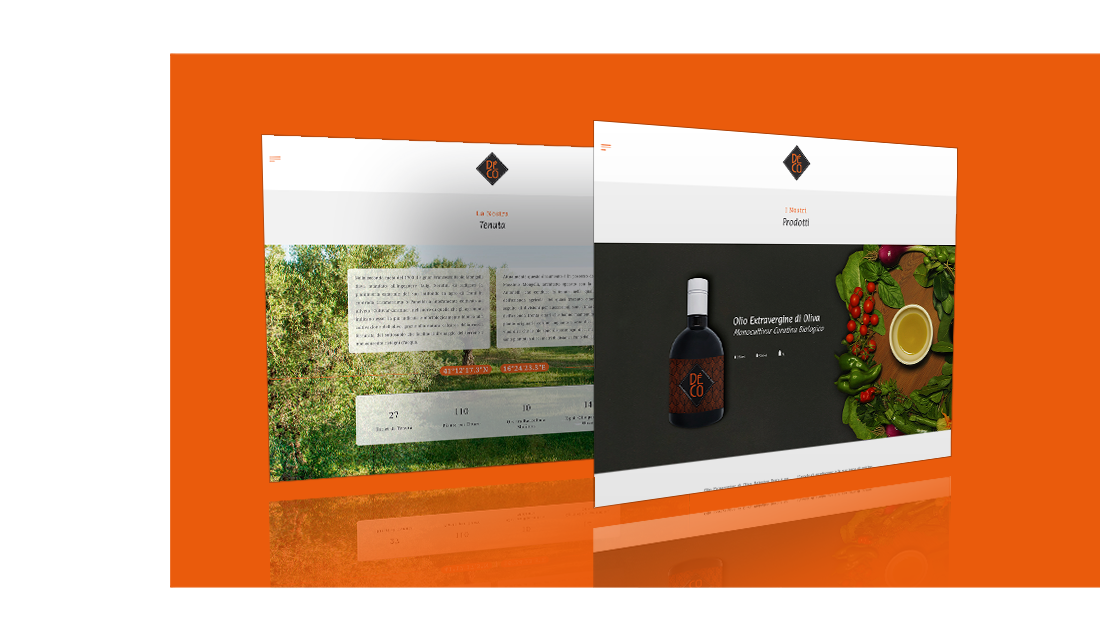 Sito web Landing page responsive CMS web design UI UX SEO, Déco, Deco bio, società agricola, azienda agricola, creazione logo, etichette olio, etichetta bottiglia | PRINGO