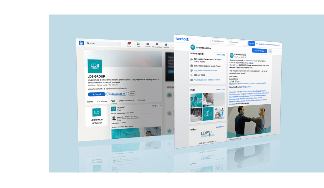 Digital Advertising Facebook Linkedin LDB Group Digital Advertising social management settore medicale, servizi sanitari, sito web LDB, sito web dottori, social media | PRINGO